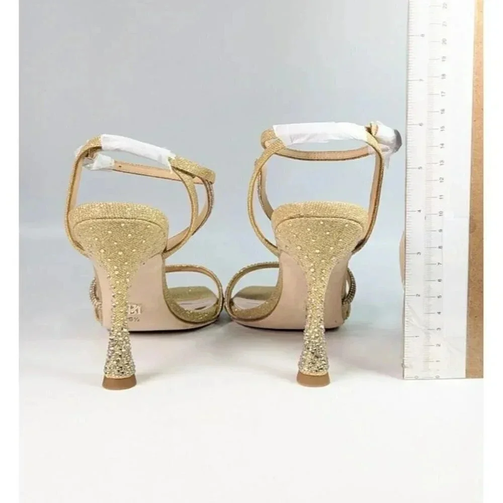Badgley Mischka Sally Women's Rhinestone Satin Heel Sandals Size 9.5 (MSRP $235)